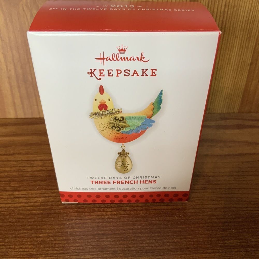 2013 Three French Hens Hallmark Ornament Twelve Days Of Christmas #3 in Series